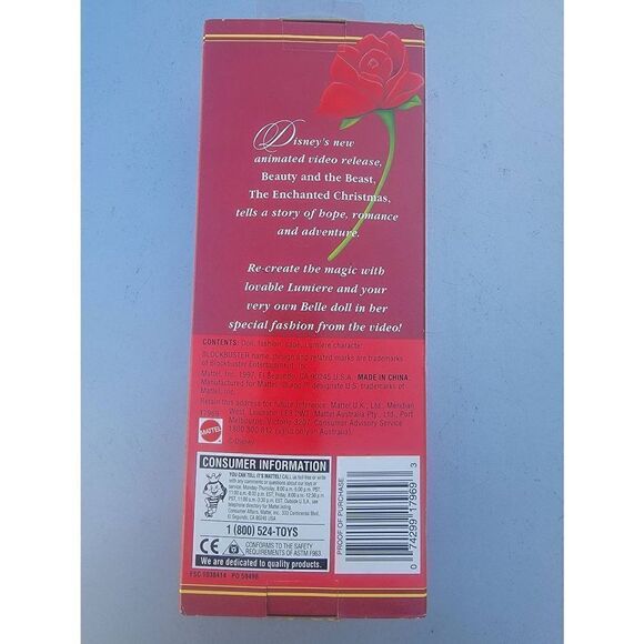 Mattel Disney Beauty & The Beast Blockbuster Belle Echanted Christmas Doll NWOT - Picture 2 of 3